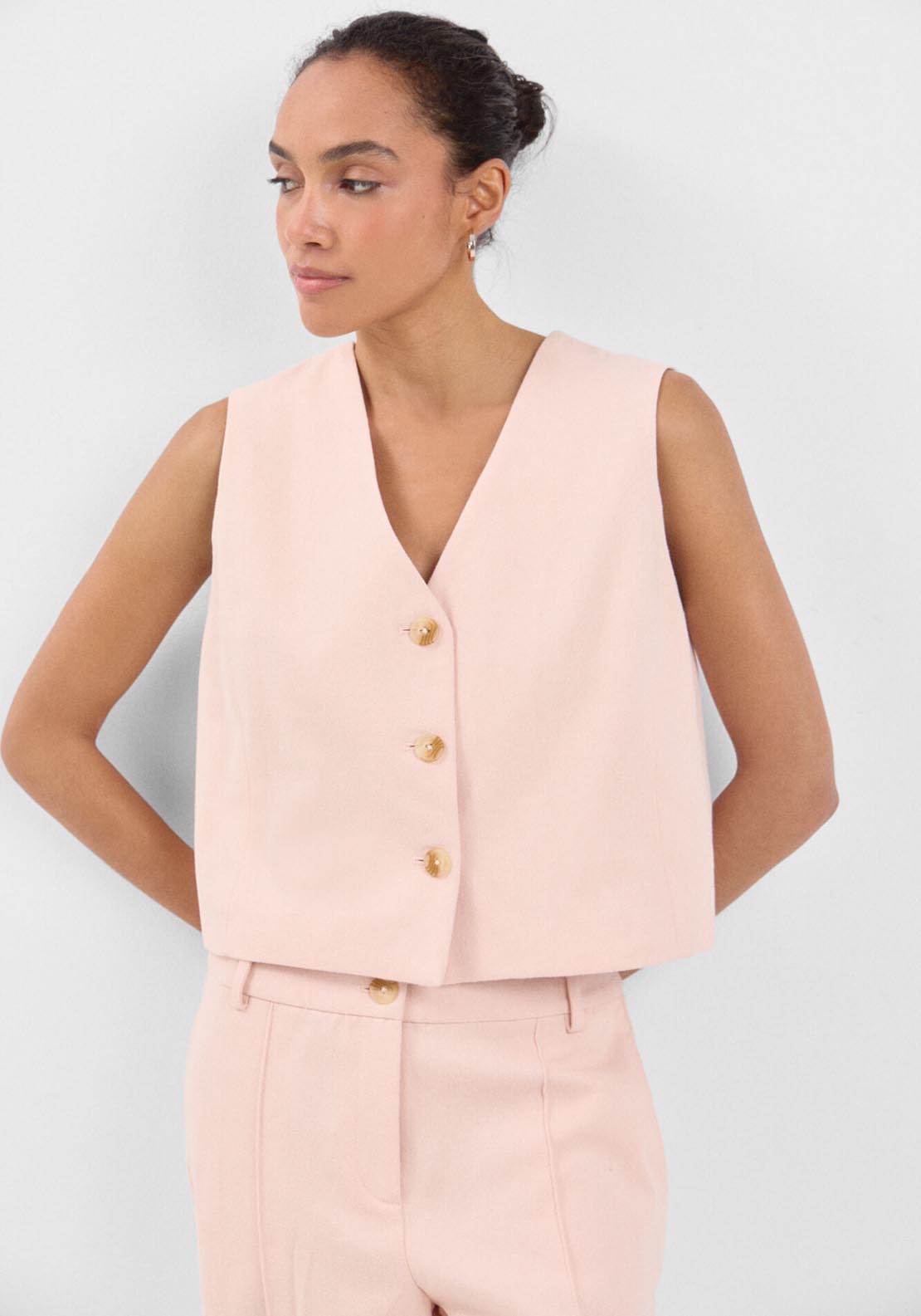 Cortefiel Dress Vest - Pink 4 Shaws Department Stores