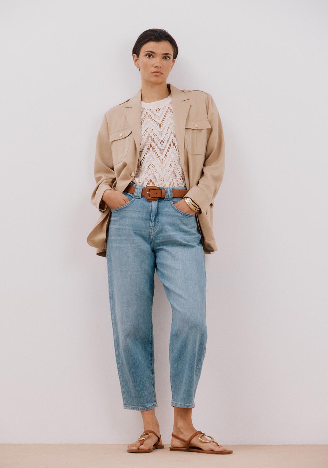 Cortefiel Safari Style Jacket - Beige/camel 5 Shaws Department Stores