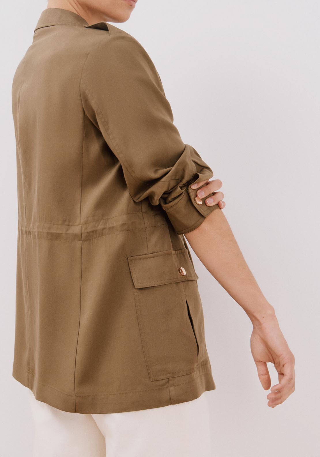 Cortefiel Safari Style Jacket - Dark Khaki 6 Shaws Department Stores