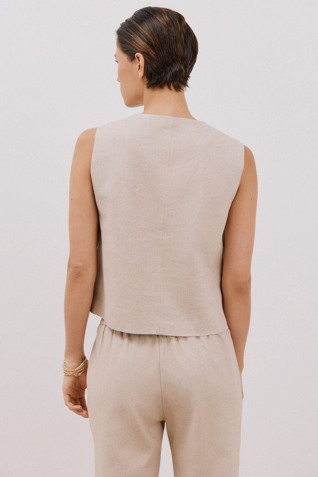 Cortefiel Open Vest With Sleeveless Sleeve - Sand 2 Shaws Department Stores