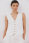 Open Sleeveless Vest - White