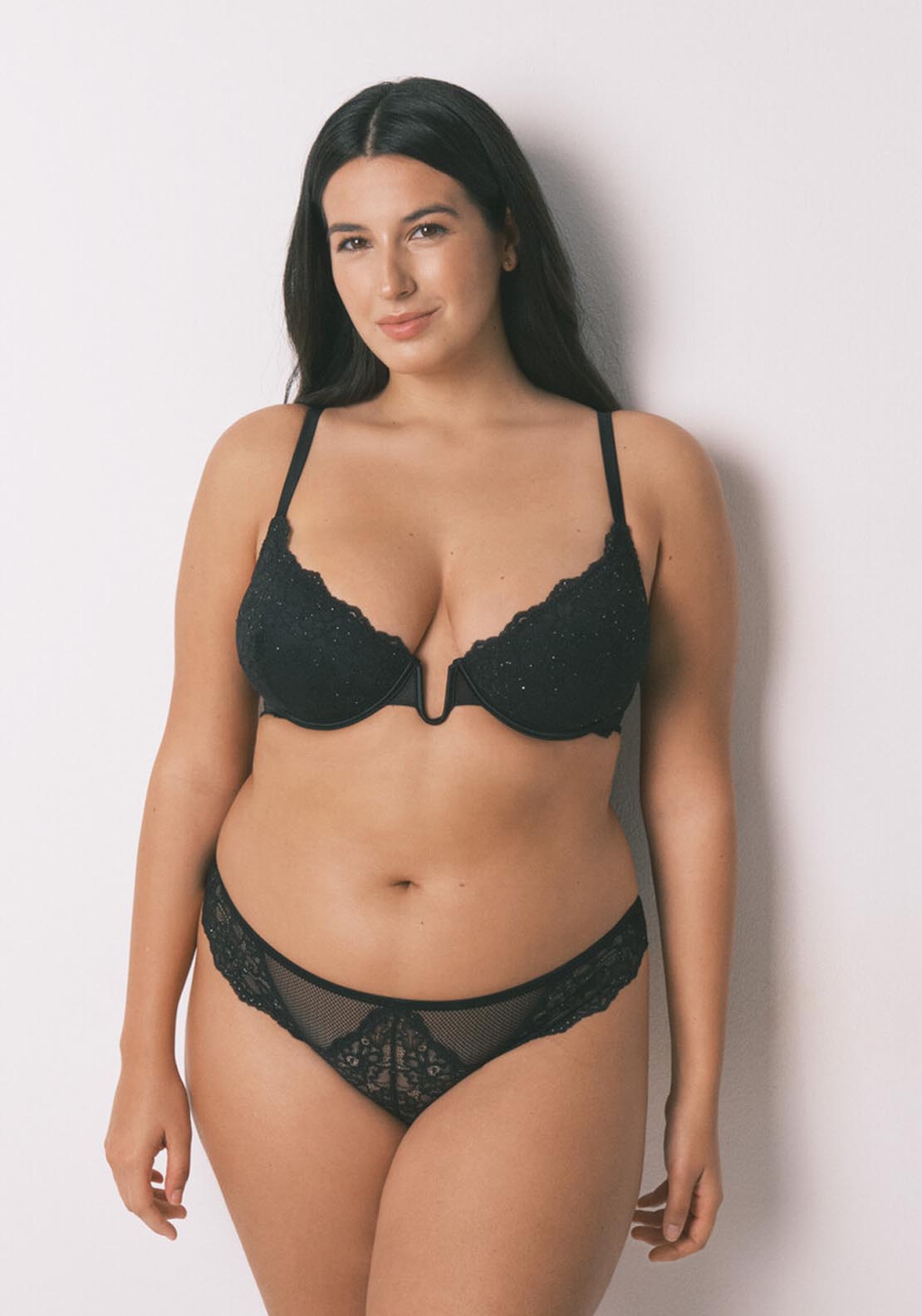 Classic Black Shimmering Lace Panty - Black