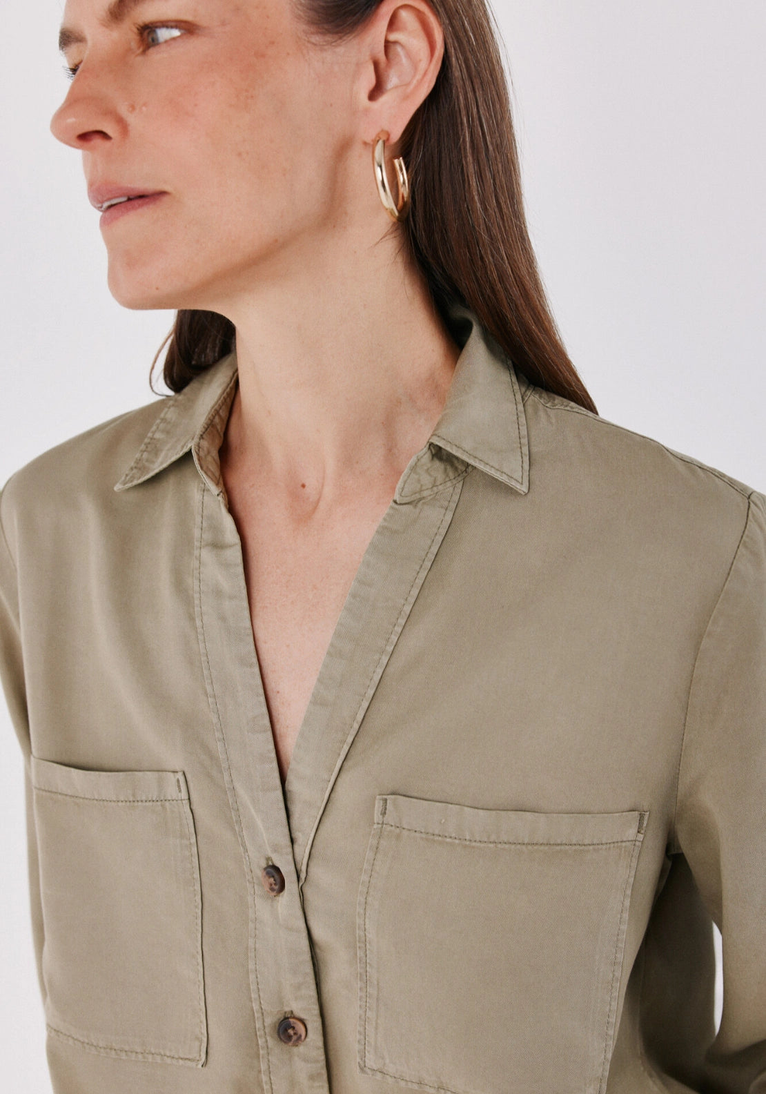 Soft Lyocell Cargo Shirt - Green