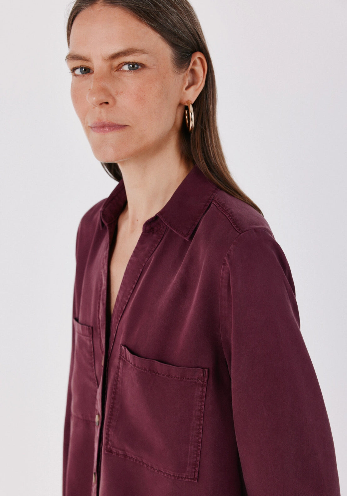 Soft Lyocell Cargo Shirt - Maroon