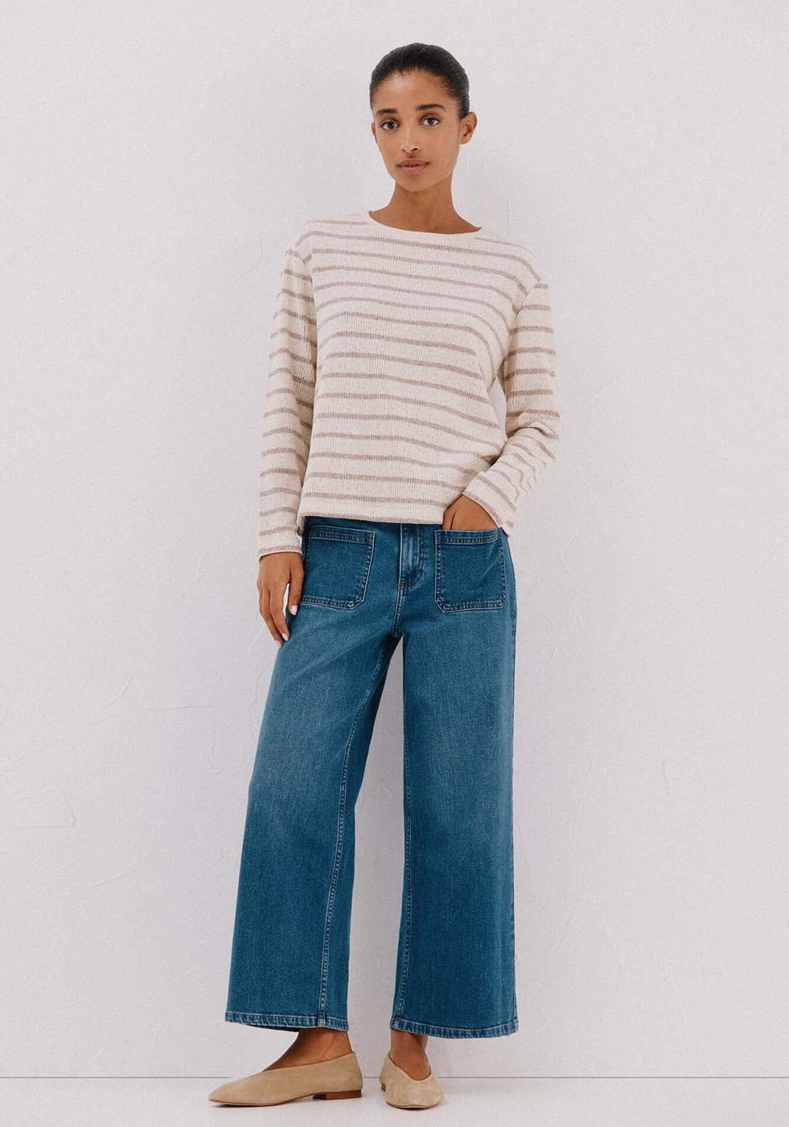 Striped Chenille T-Shirt - Brown