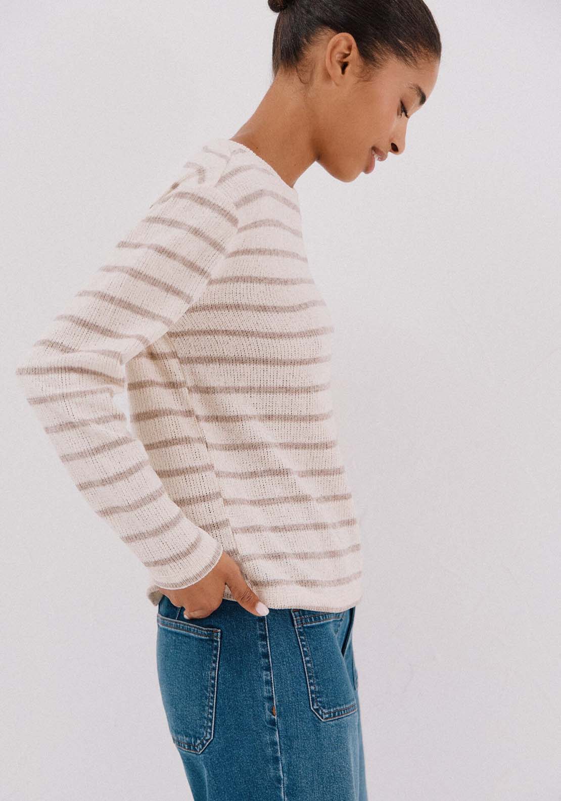 Striped Chenille T-Shirt - Brown
