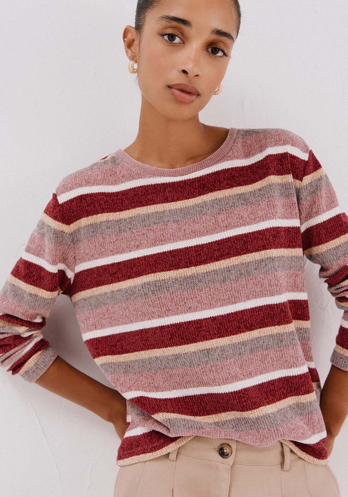 Striped Chenille T-Shirt - Multicolour