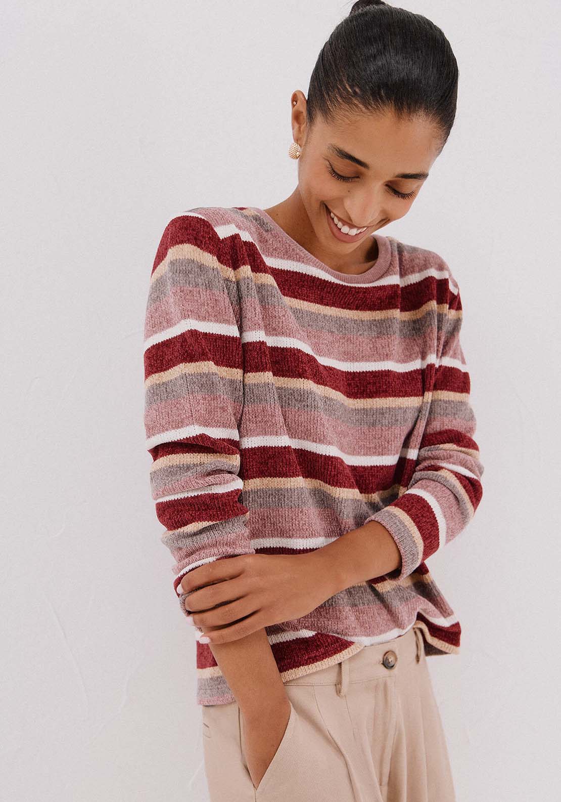 Striped Chenille T-Shirt - Multicolour