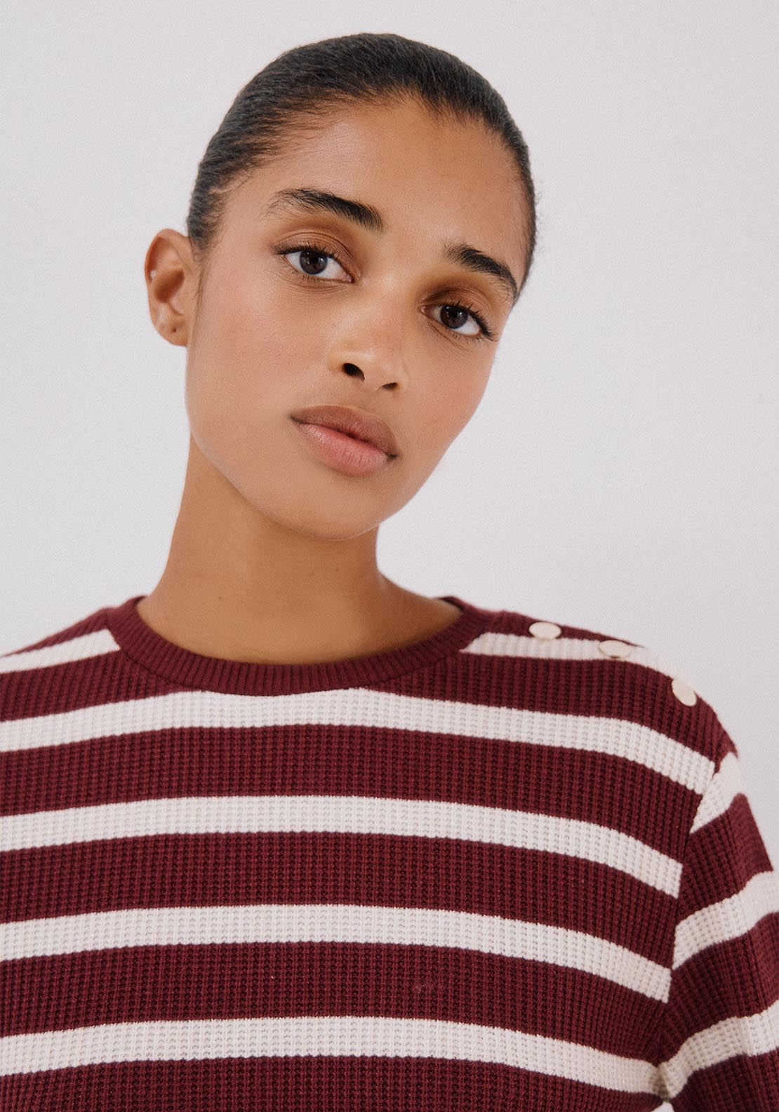 Striped Structured Sweatshirt - Red