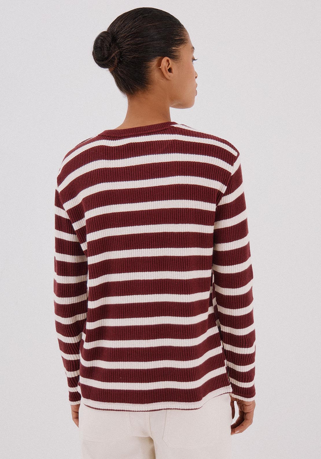 Striped Structured Sweatshirt - Red