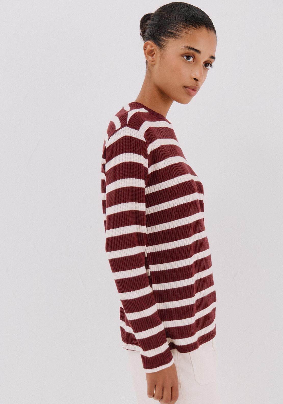 Striped Structured Sweatshirt - Red
