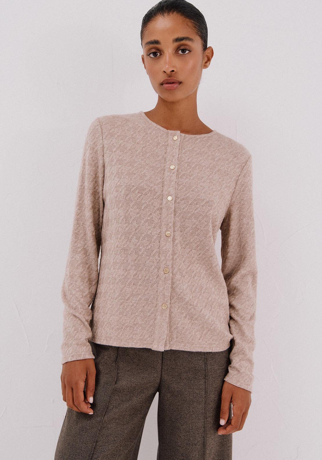 Houndstooth Jacket - Cream
