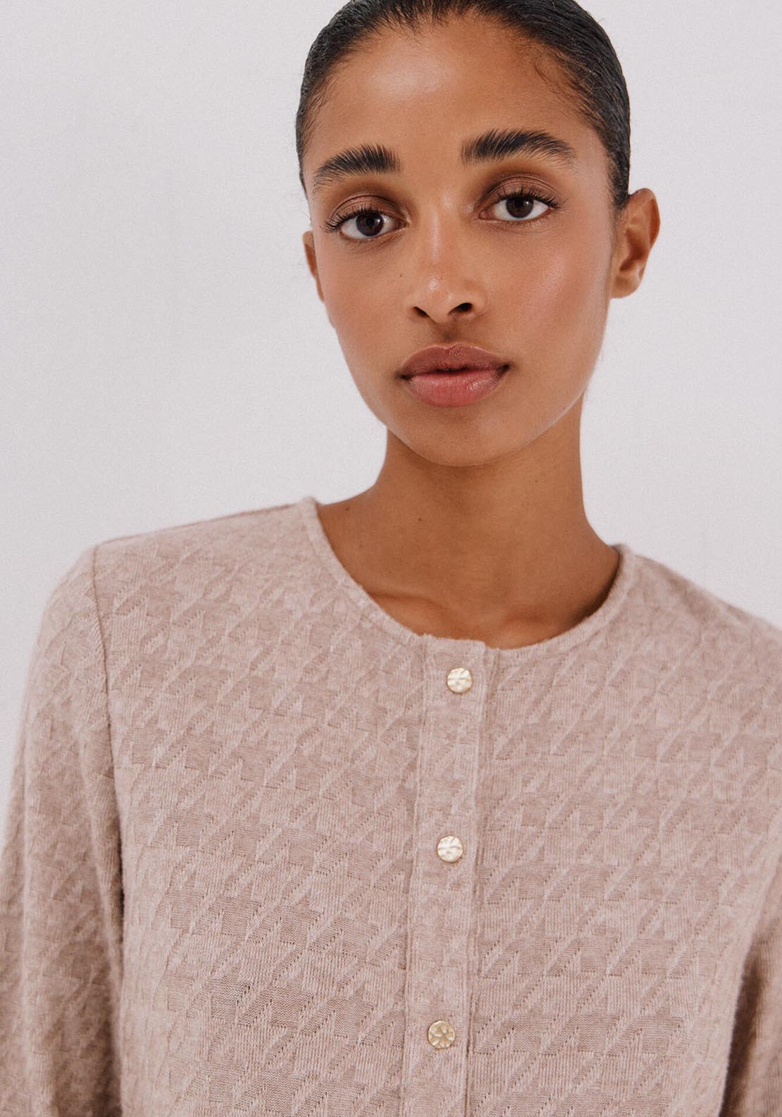 Houndstooth Jacket - Cream