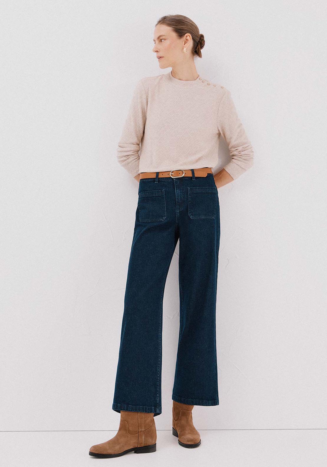 Rhombus Structure Top - Beige