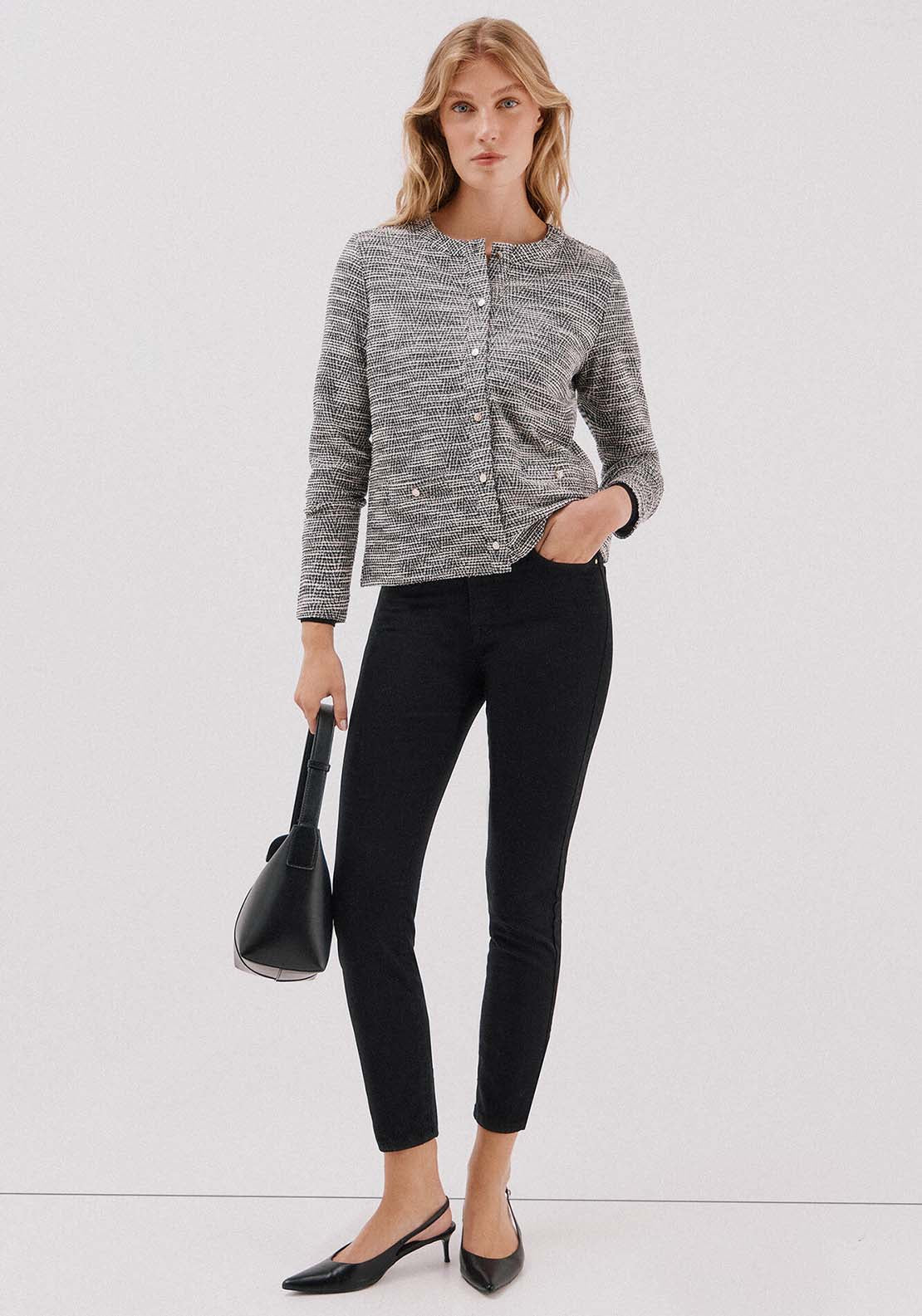Tweed Cardigan - White