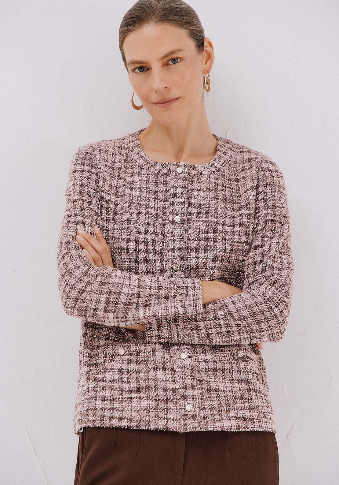 Tweed Cardigan - Brown