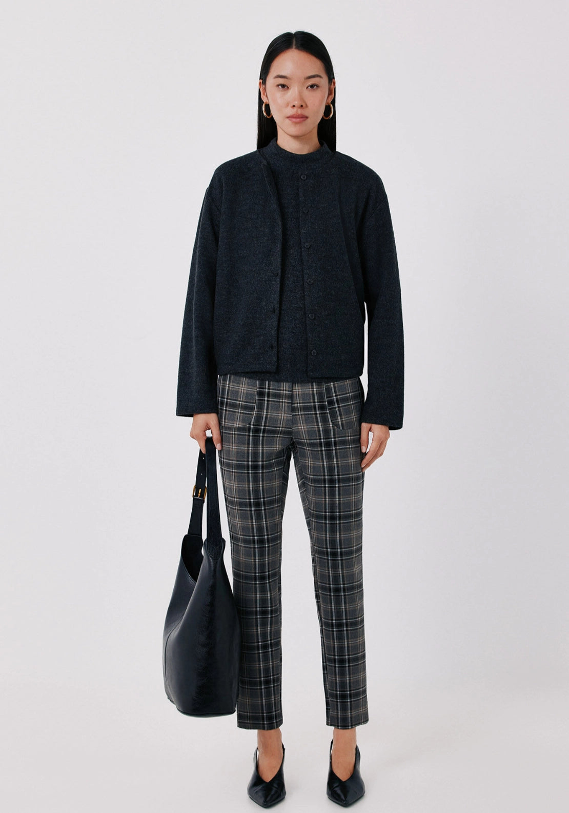 Cropped Knit Bolero - Charcoal Grey