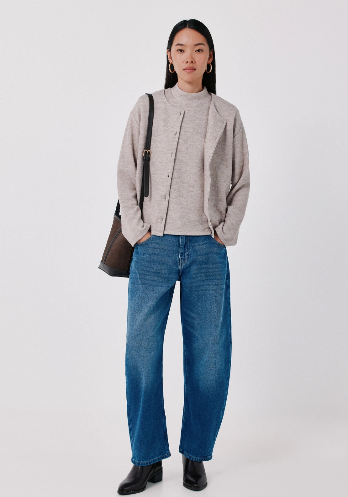 Cropped Knit Bolero - Beige