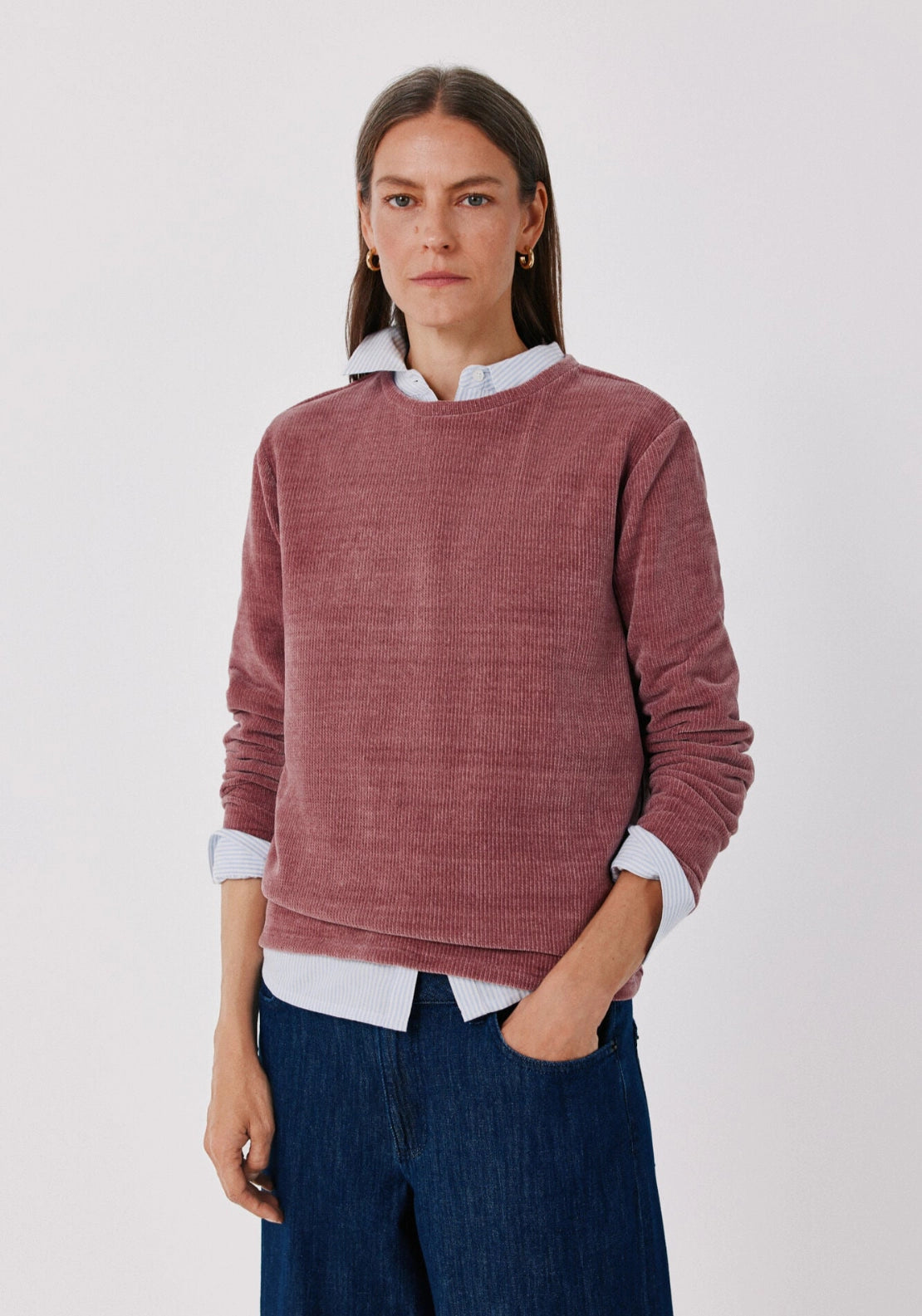 Soft Chenille Crew Neck Top - Wine