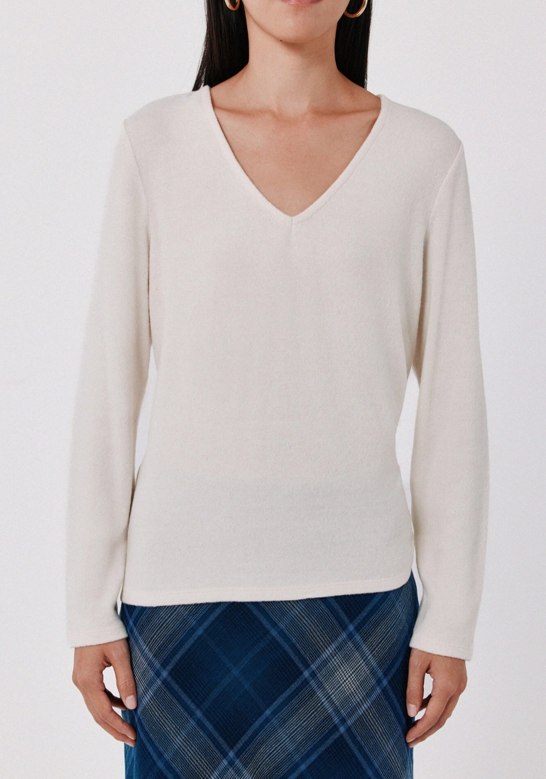 Warm V-Neck Sweater - Ivory