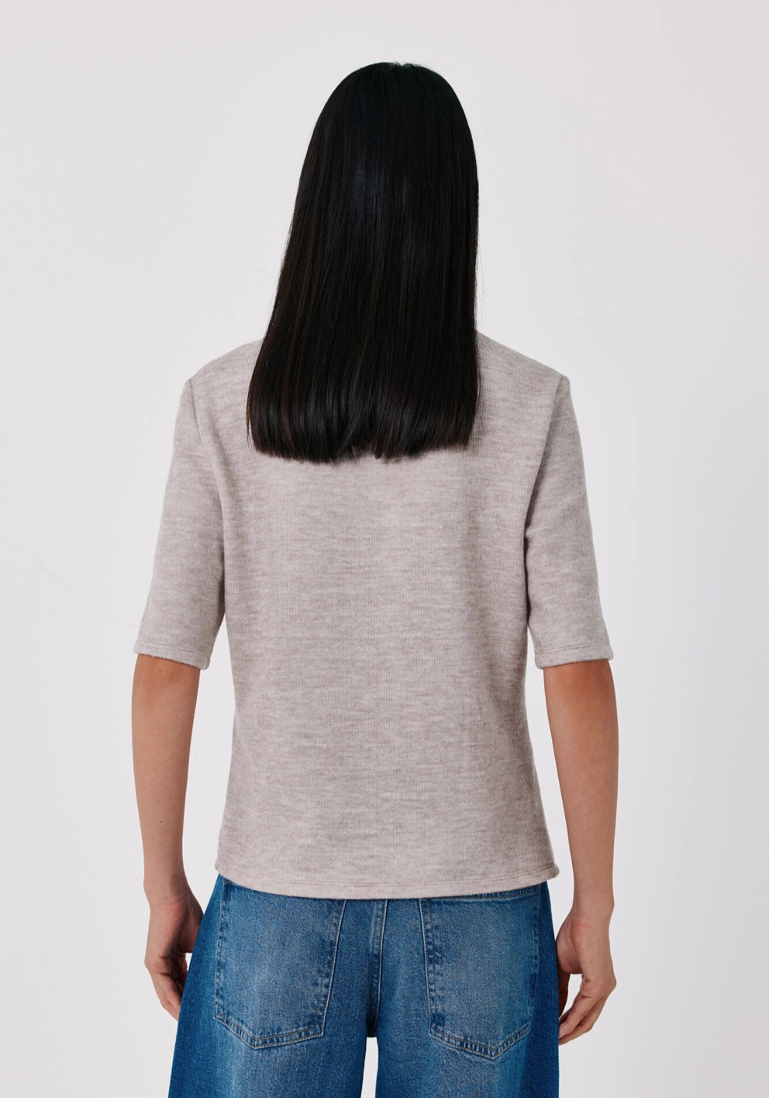 Perkins Neck Short Sleeve Sweater - Beige