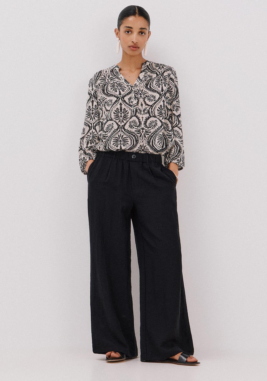 Cortefiel Plumetti Blouse - Grey 5 Shaws Department Stores