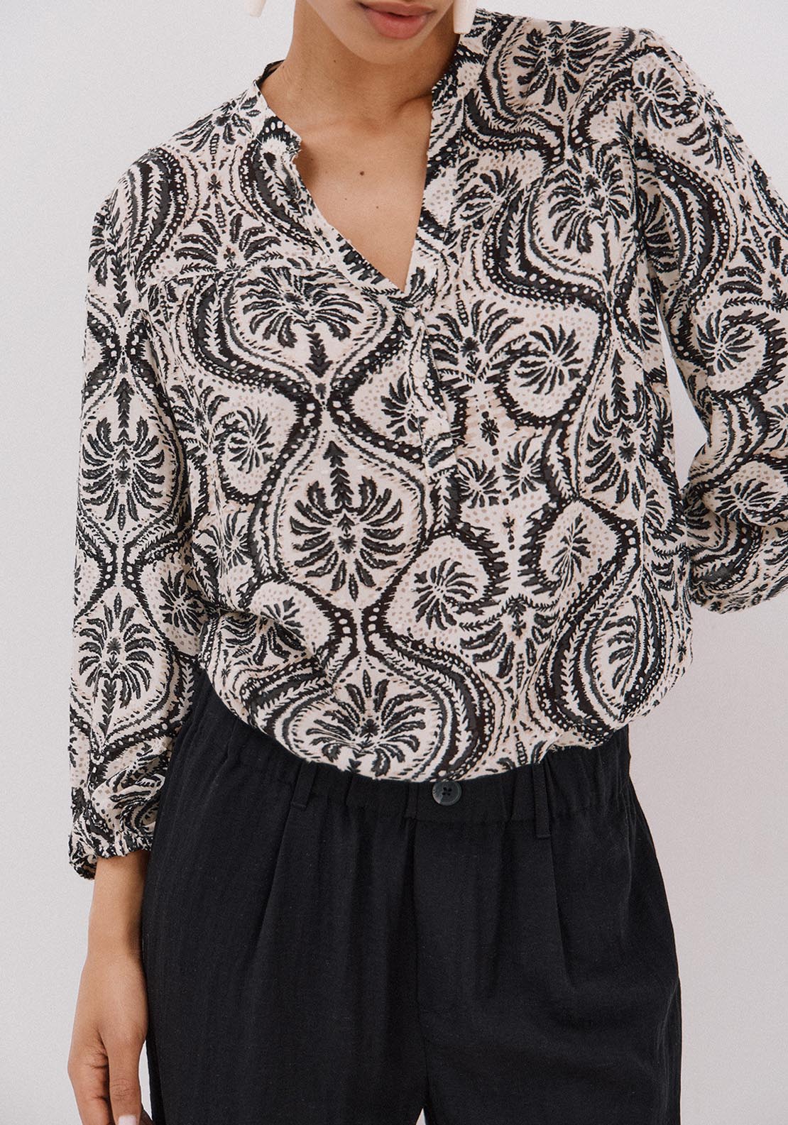 Cortefiel Plumetti Blouse - Grey 4 Shaws Department Stores