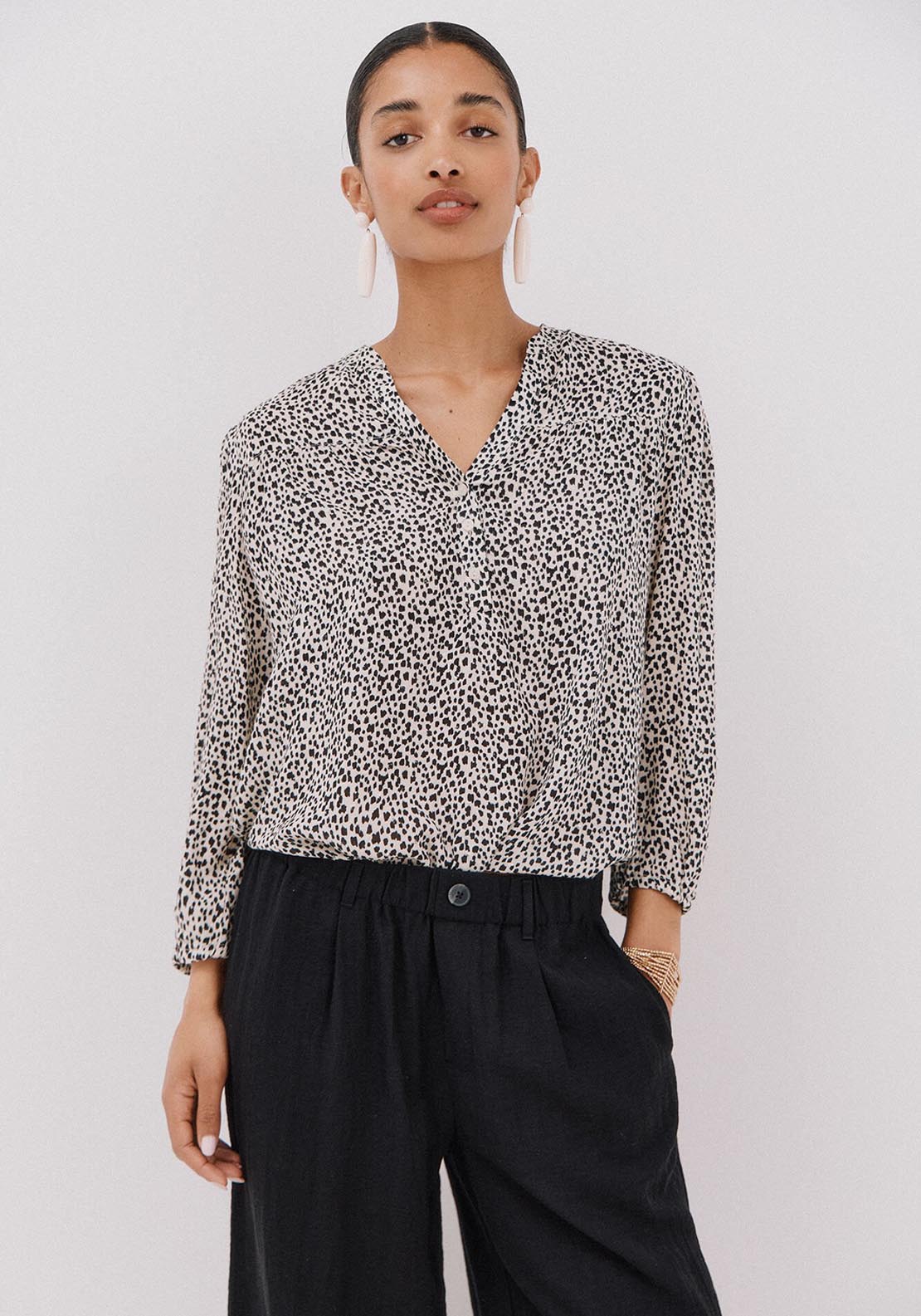 Cortefiel Plumetti Blouse - White 1 Shaws Department Stores