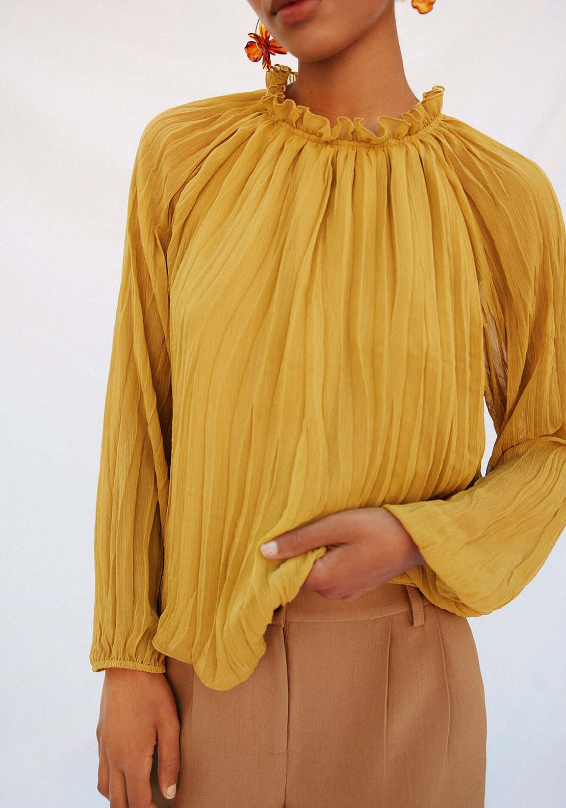 Flowy Gathered Blouse - Green