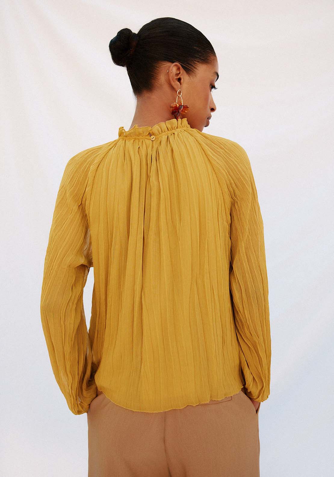Flowy Gathered Blouse - Green