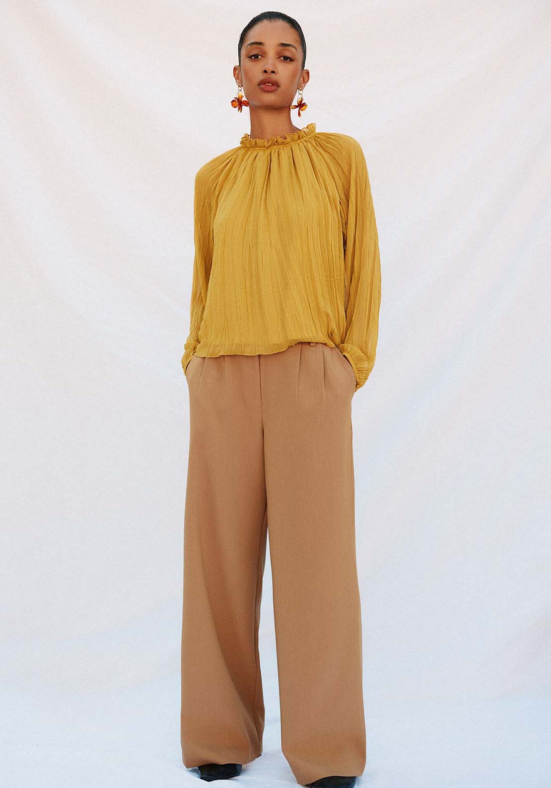 Flowy Gathered Blouse - Green