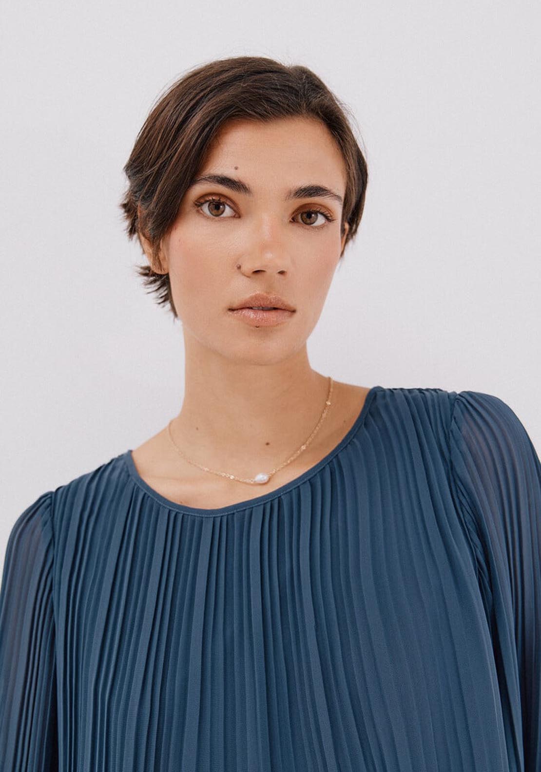 Pleated Blouse - Blue