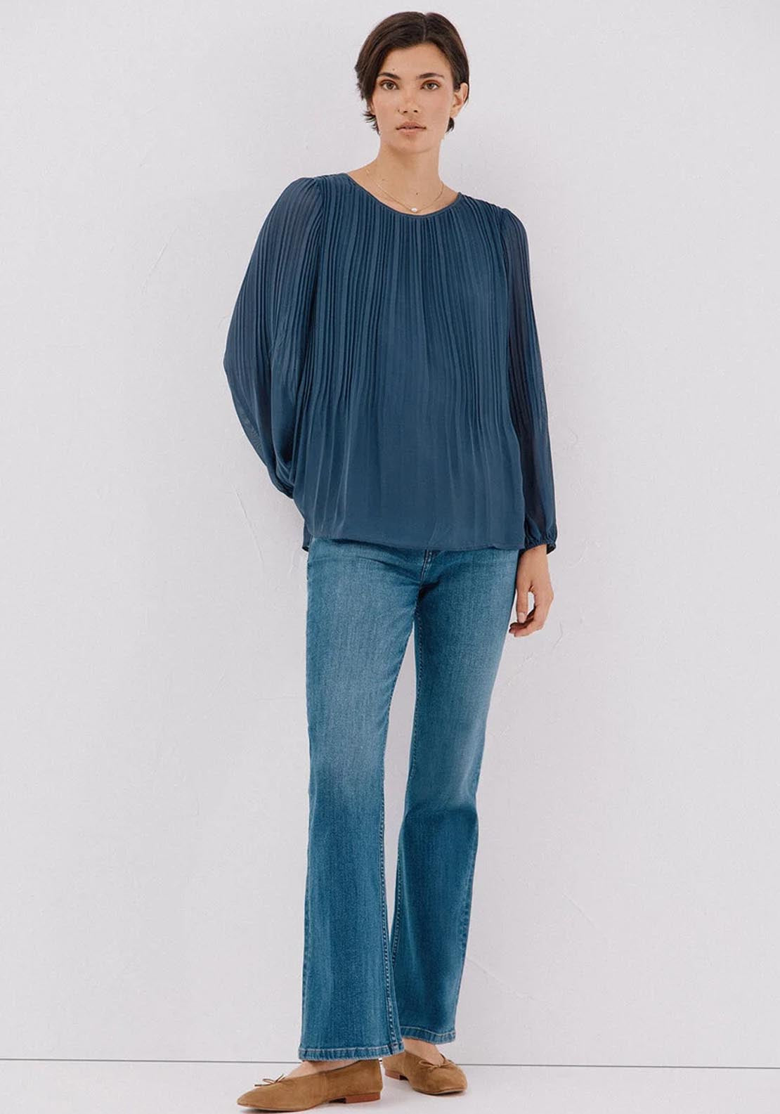 Pleated Blouse - Blue