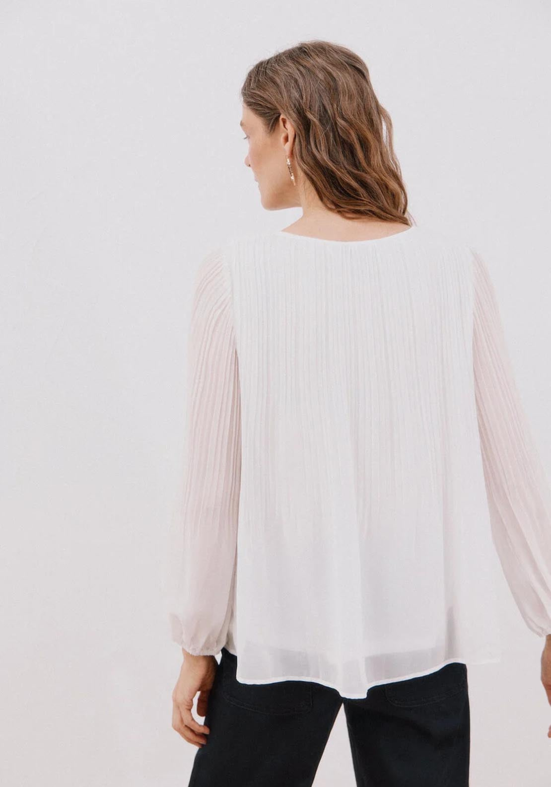 Pleated Blouse - White