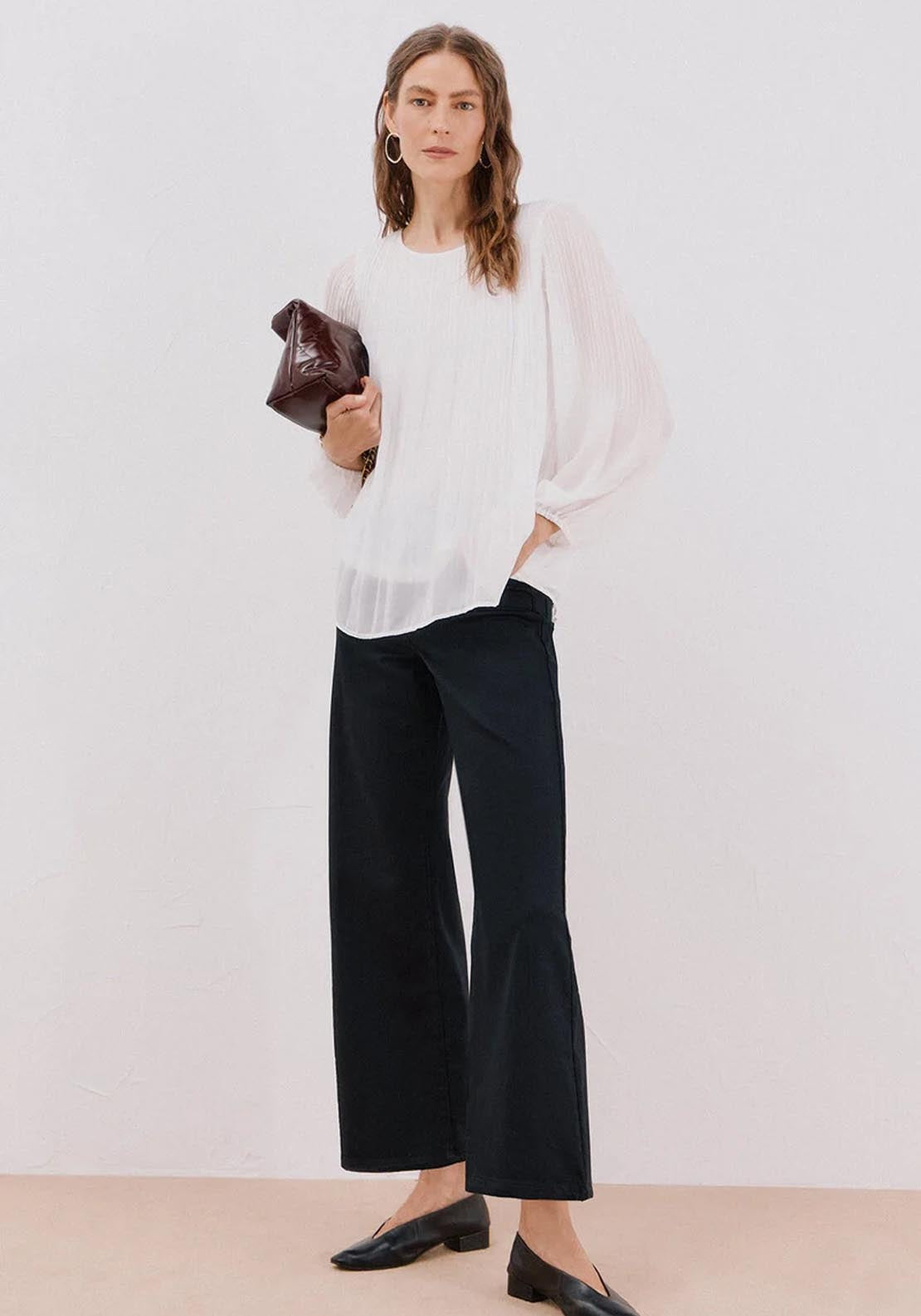 Pleated Blouse - White