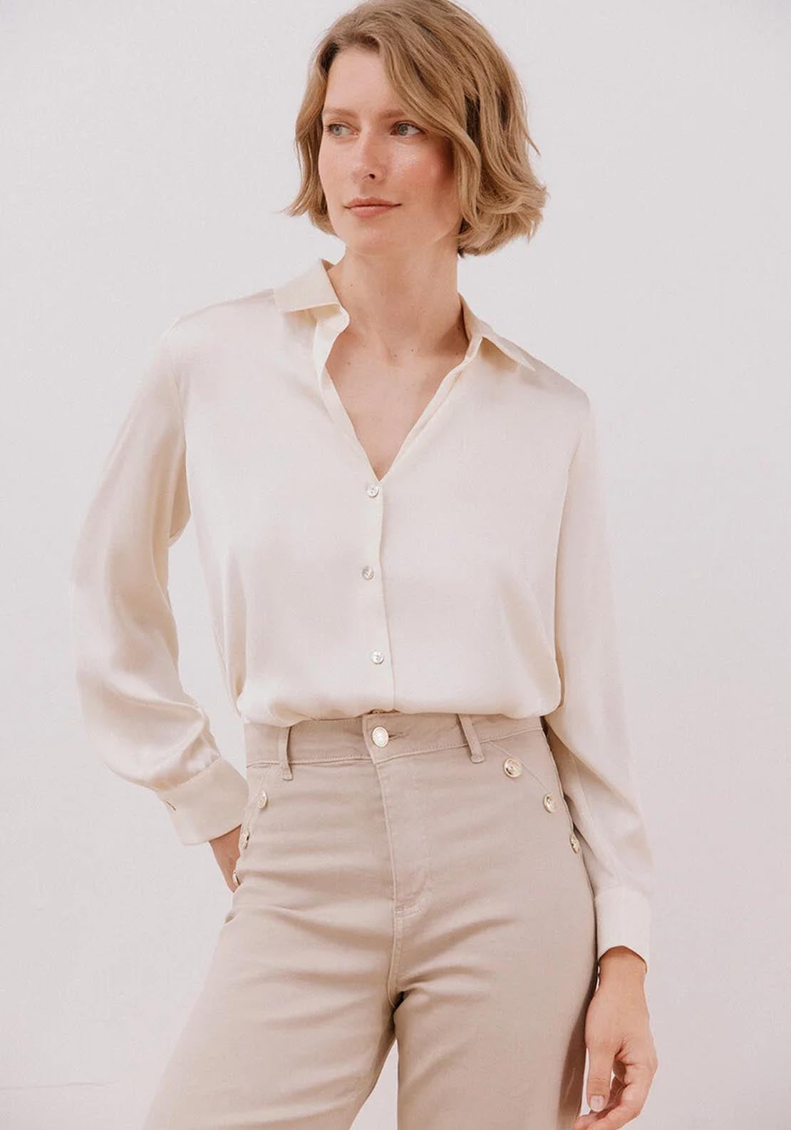 Satin Finish Shirt - Cream