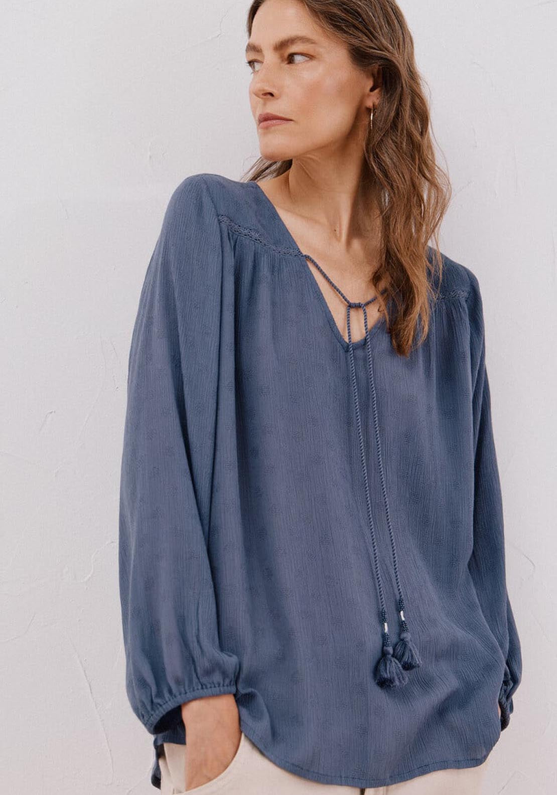 Tassels Blouse - Blue