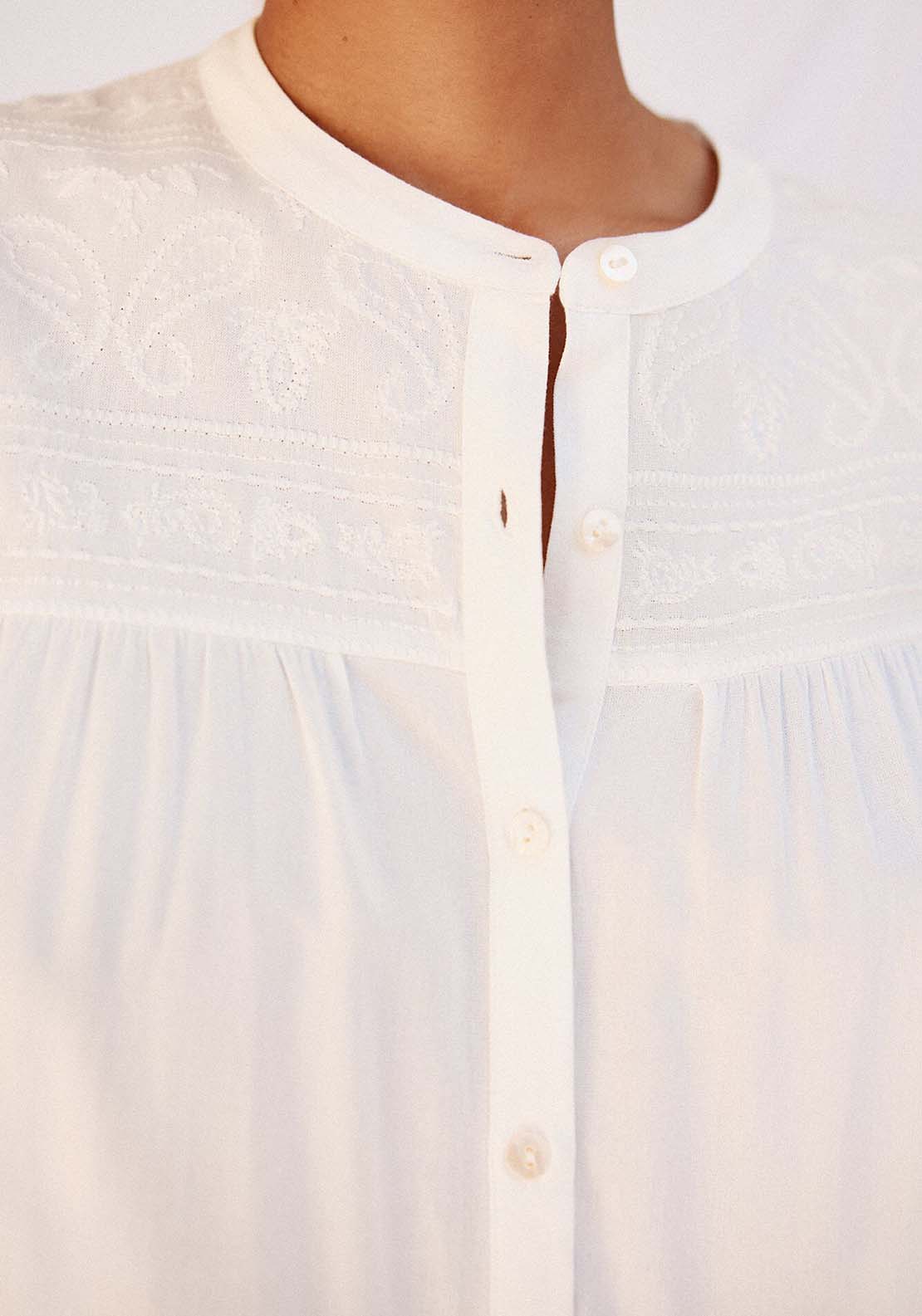 Blouse With Embroidered Detail - White