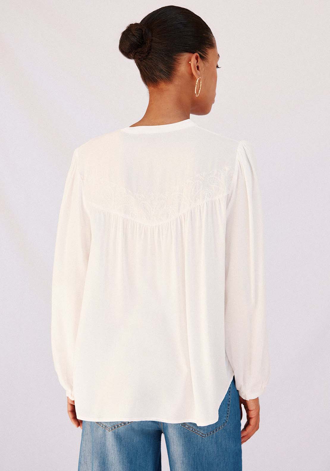Blouse With Embroidered Detail - White
