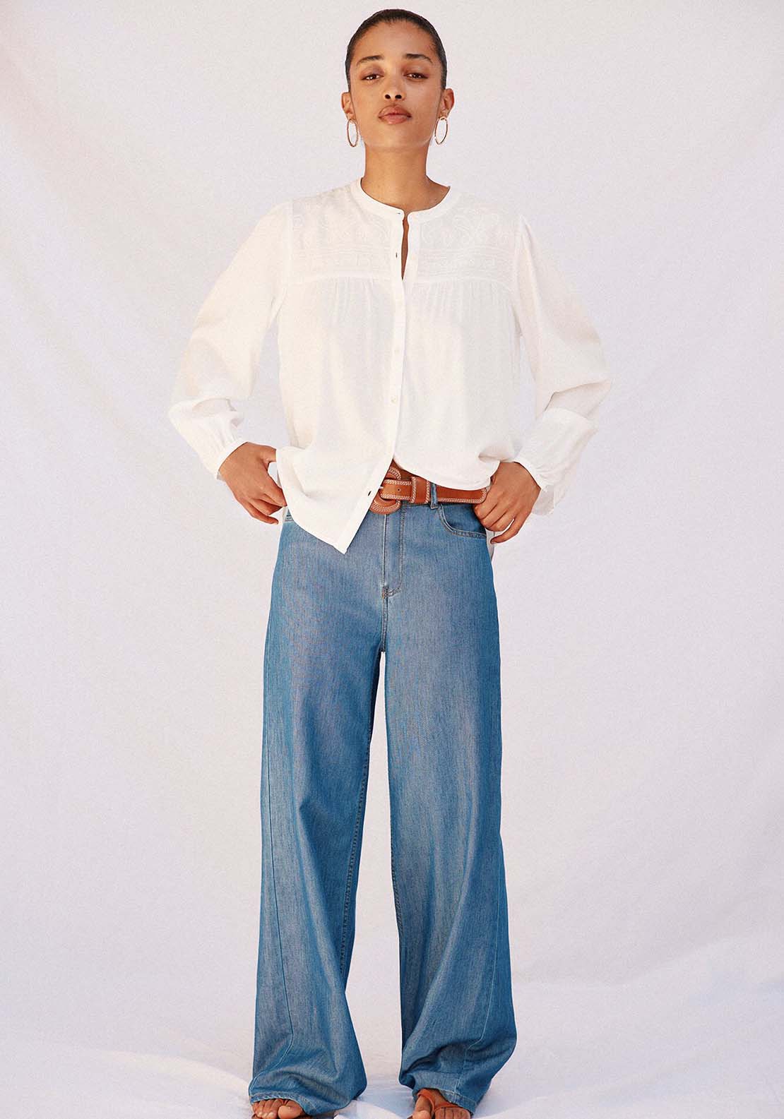 Blouse With Embroidered Detail - White