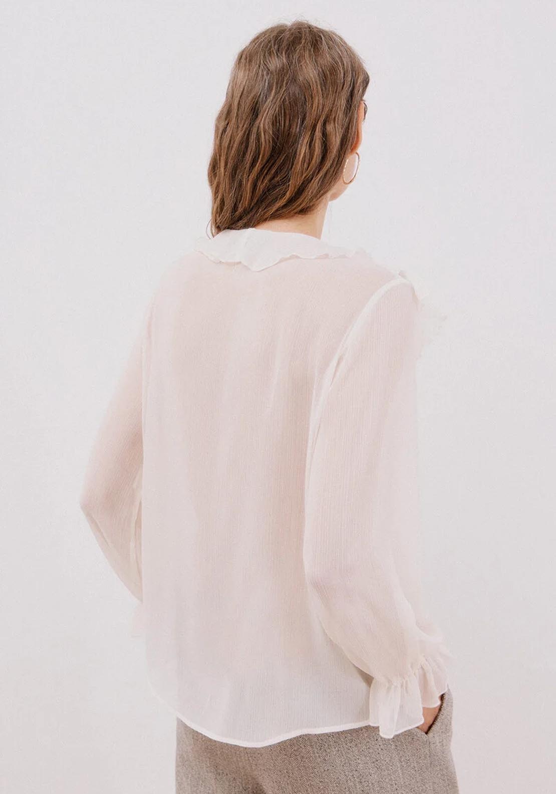 Cortefiel Flounced front blouse - White 2 Shaws Department Stores