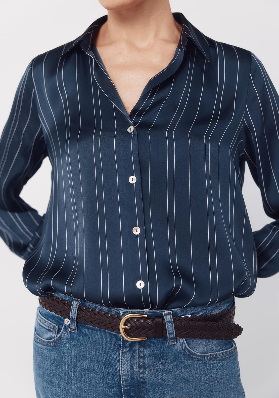 Satin Finish Shirt - Blue