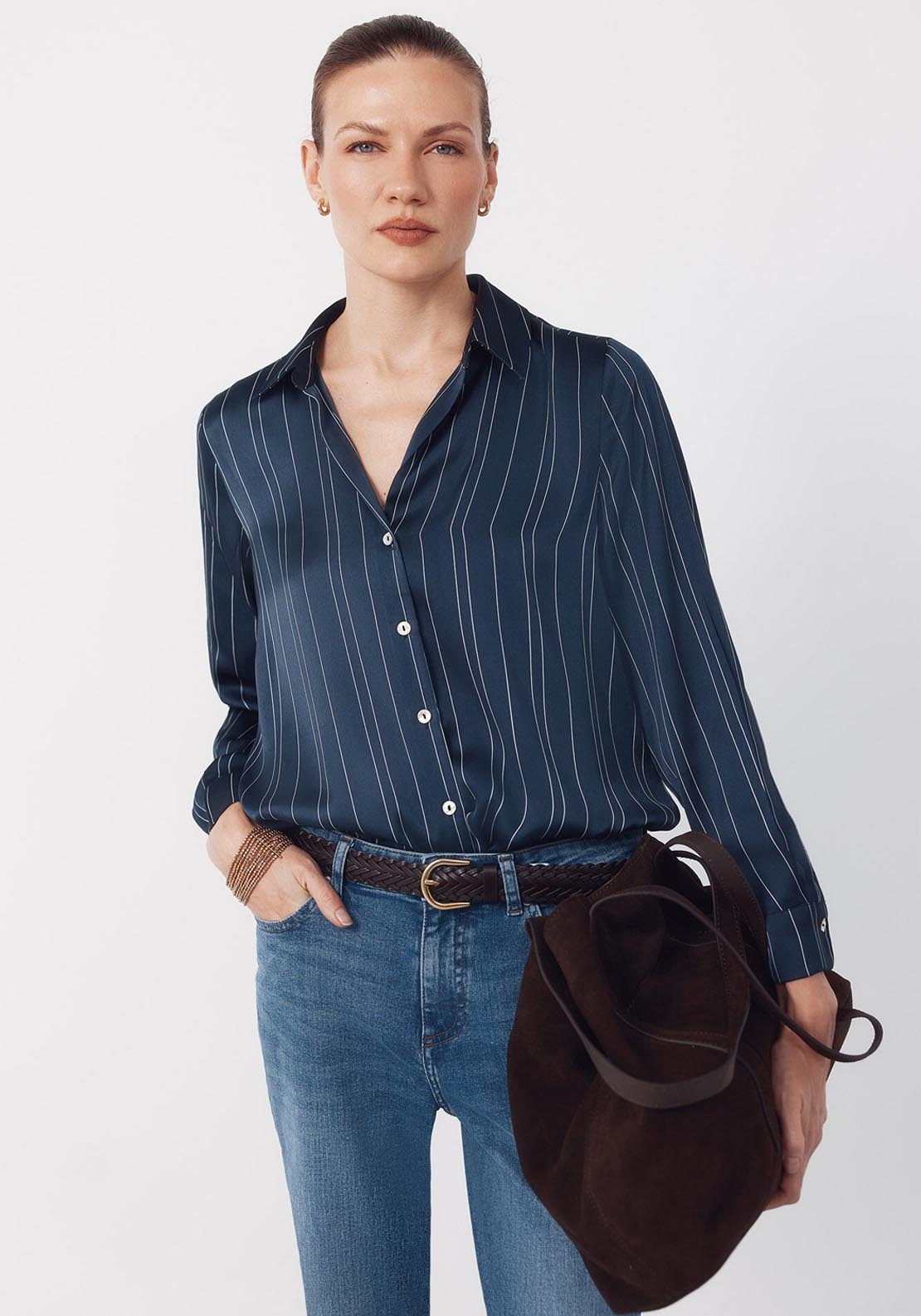 Satin Finish Shirt - Blue