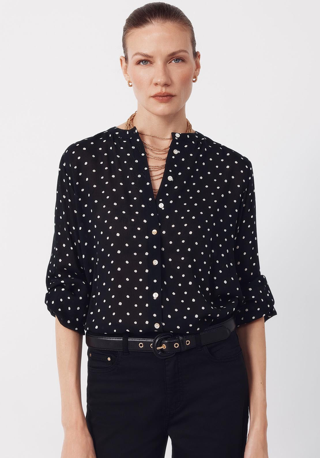Round Neck Blouse - Grey