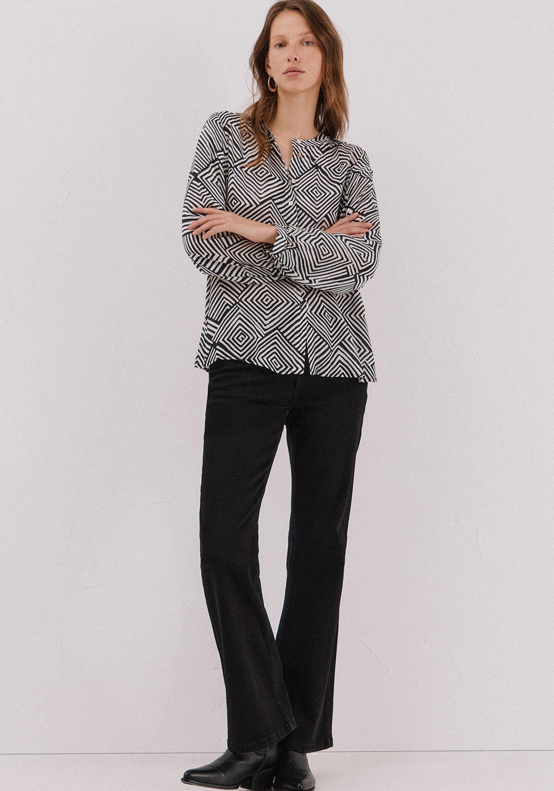 Round Neck Blouse - Burgundy