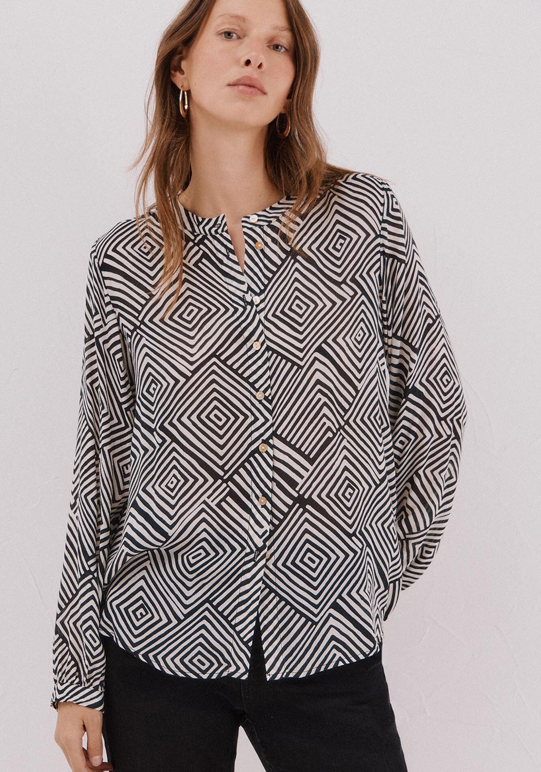 Round Neck Blouse - Burgundy