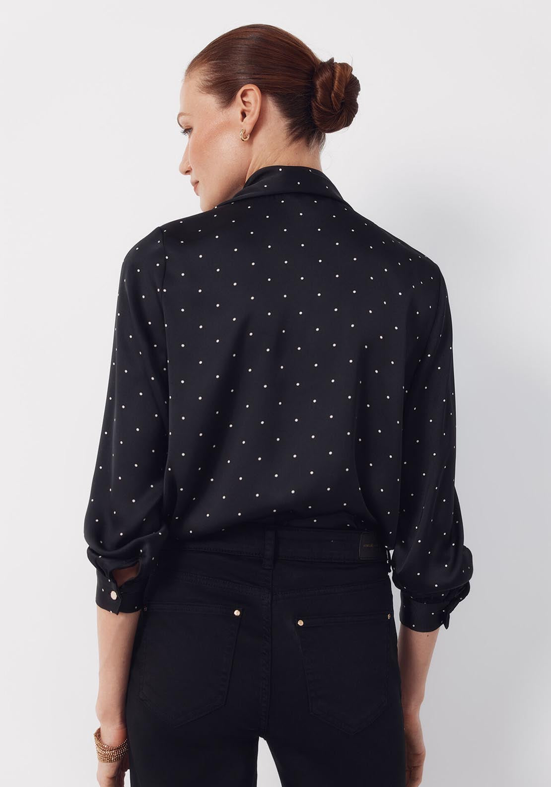 Satin Blouse With Bow - Grey