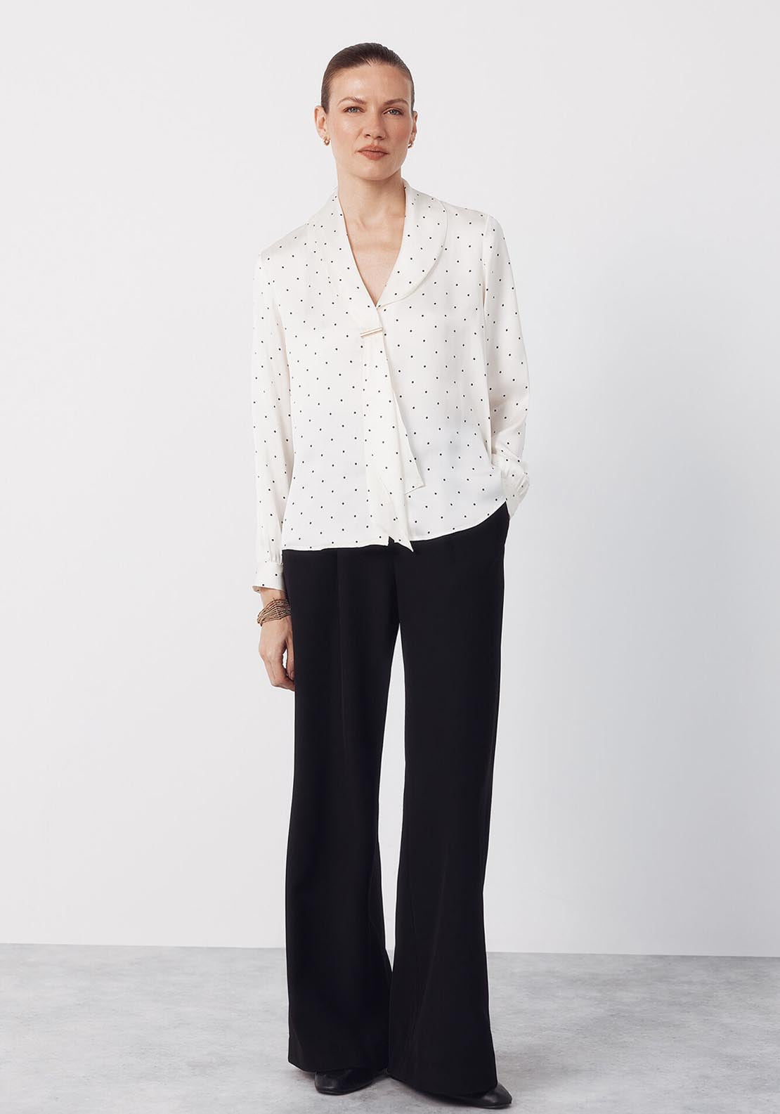 Satin Blouse With Bow - Burgundy