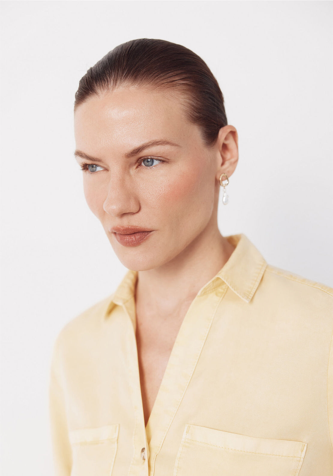 Cortefiel Tencel Denim Shirt - Yellow 4 Shaws Department Stores