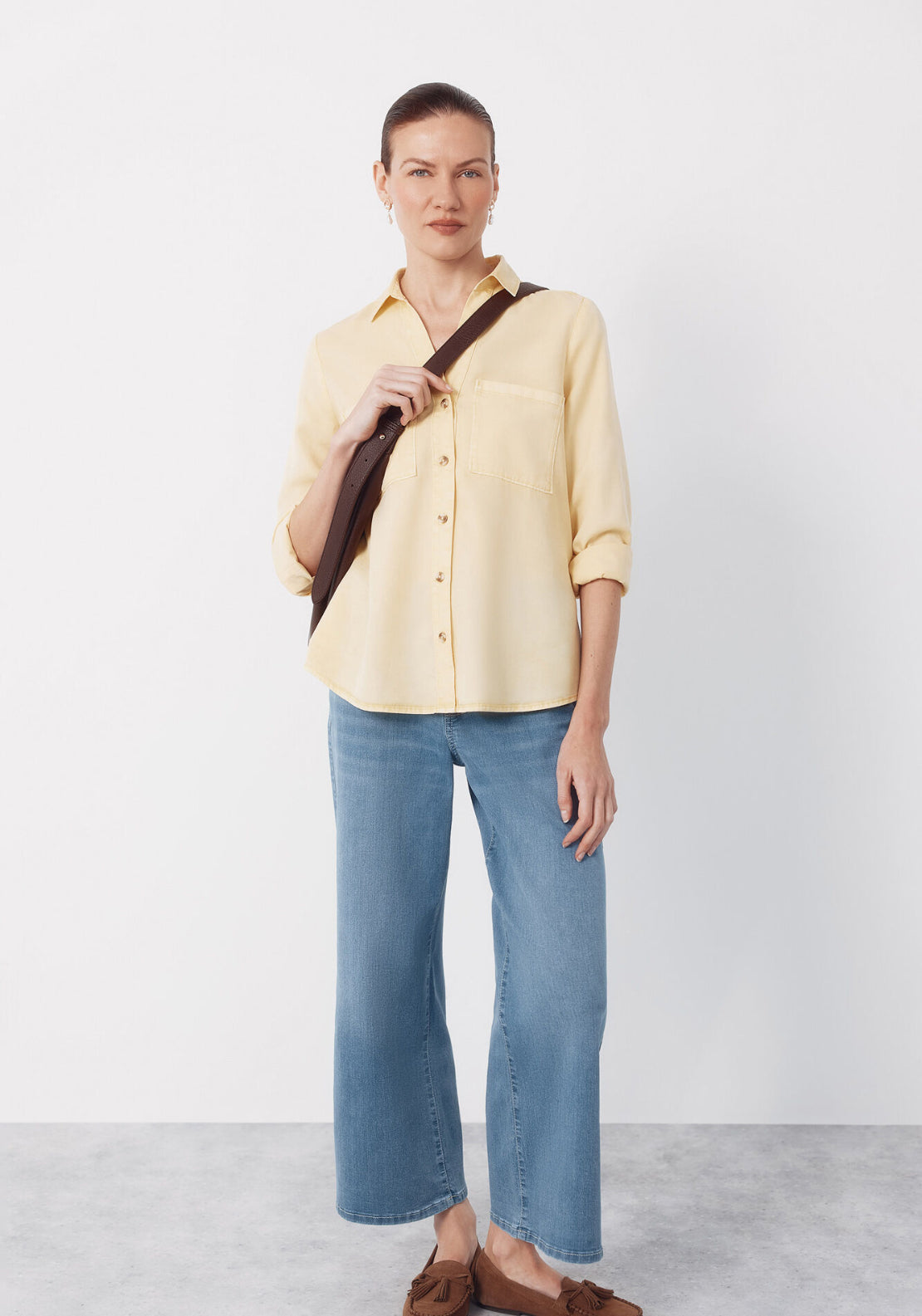 Cortefiel Tencel Denim Shirt - Yellow 6 Shaws Department Stores